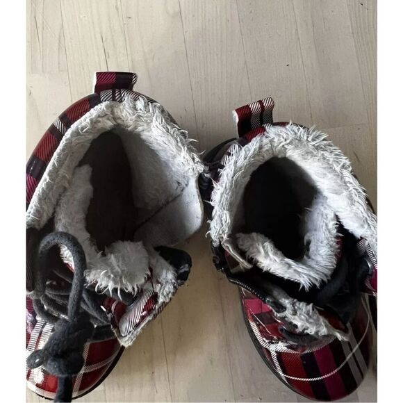 Boots Red Plaid Toddler Girls Size 4-5 Fleece Lined Zipper Toddler H&M Outdoor - Picture 6 of 10